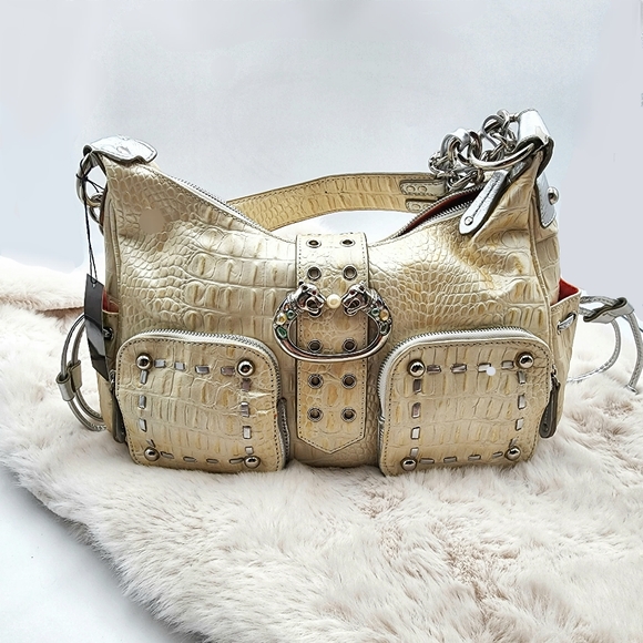 Sharif vintage snakeskin cream used shoulder bag with tags and dust bag. - Picture 3 of 17